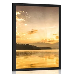 Plakat slika gorskega jezera - 30x45 silver