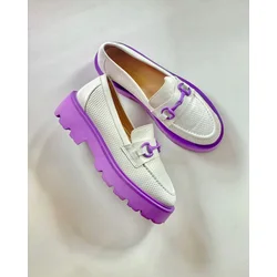 Squareonline Ženske mokasine Purple Touch, Ljubičasto-bele
