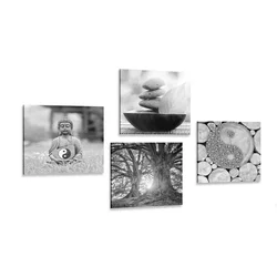 Komplet slik v črnobelem stilu Feng Shui - 4x 60x60