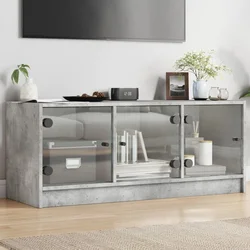 TV ormarić sa staklenim vratima boja betona 102x37x42 cm