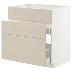 METOD / MAXIMERA Pod.element sudop. i 3front/2fioke, bela/Havstorp bež, 80x60 cm