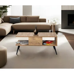 Hanah Home Klub sto Bukle 90x40x50cm Bež-Crni