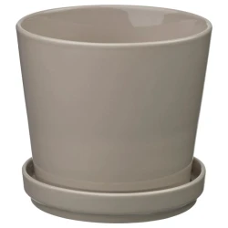 KLOTLÖNN Saksija s tacnom, unutra/spolja/siva/bež, 15 cm
