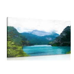Slika naslikano gorsko jezero - 150x100