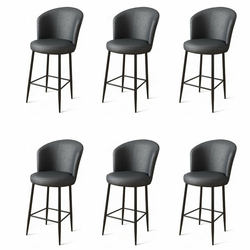 HANAH HOME Set 6 barskih stolica Uras Anthracite Black