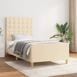 Okvir za krevet s uzglavljem krem 80x200 cm od tkanine