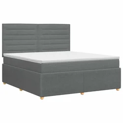vidaXL Postelja boxspring z vzmetnico Temno siva 140 x 190 cm Blago
