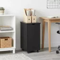 Mobilni ormar Crna 34 x 39 x 65,5 cm Čvrsto borovo drvo
