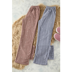 Trendyol Brown-Grey 2 Pack With Heart Polar Winter Knitted Pajama Bottoms