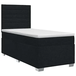 vidaXL Postelja boxspring z vzmetnico Črna 90 x 190 cm Blago