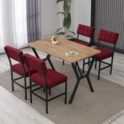 HANAH HOME Set Trpezarijski sto i 4 stolice Dubai Burgundy Walnut