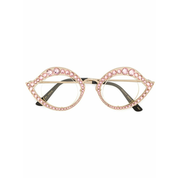 Gucci Eyewear-Goldt one Pink Crystal Cat Eye Glasses-women-Pink