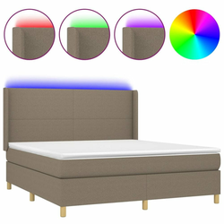 Vidaxl Box spring postelja z vzmetnico LED taupe 160x200 cm blago