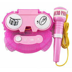 Teddies Mikrofon za karaoke, na baterije, roza, sa svjetlom