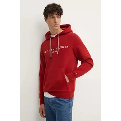 Pulover Tommy Hilfiger moška, bordo barva, s kapuco