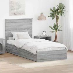 Krevet s od storage Siva Sonoma 75 x 190 cm Konstruirano drvo