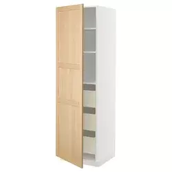 METOD / MAXIMERA Visoki element s fiokama, bela/Forsbacka hrastovina, 60x60x200 cm