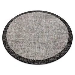 eoshop Okrogla preproga SIZAL FLOORLUX 20401 Frame silver, black ( - Velikost: krog 120 cm)