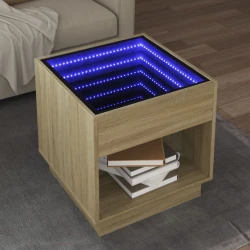 Stolić s beskonačnim LED svjetlima boja hrasta 50 x 50 x 50 cm