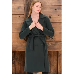 Z6765 DEWBERRY WOMENS COAT-PLAIN GREEN