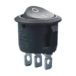 Prekidač wipp 6A/250V 1-pol okrugli crni, fi=21mm