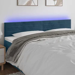 Vidaxl LED posteljno vzglavje temno modro 180x5x78/88 cm žamet