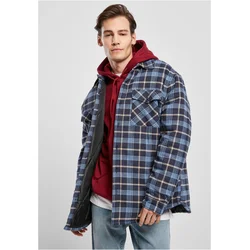 Plaid quilted shirt jacket light blue/navy blue