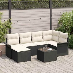 Sjedeća garnitura za vrt 7 kom. Crna poliratan 242,5 x 132,5 x 69 cm