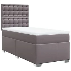 Vidaxl Box spring postelja z vzmetnico siva 100x200 cm umetno usnje