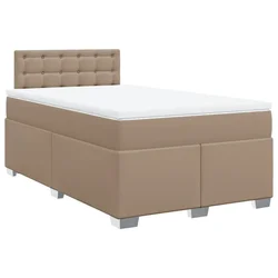 Vidaxl Box spring postelja z vzmetnico kapučino 120x190cm umetno usnje