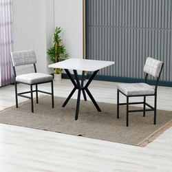 Hanah Home Trpezarijski sto i stolice Dubai, Sivo-beli