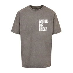 Mister Tee Majica Waiting For Friday siv denim/bela