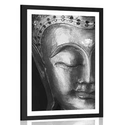Plakat s paspartujem božanski Buda v črnobeli varianti - 60x90 no frame