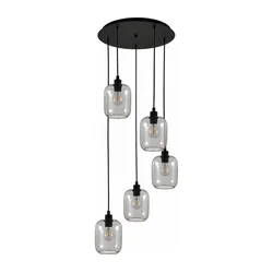 BRILAGI - LED luster na sajli RETRO GLASS 5xE27/60W/230V crna/zadimljena siva