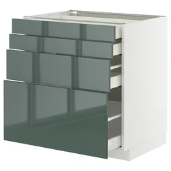 METOD / MAXIMERA Podni element 4 fronta/4 fioke, bela/Kallarp tamna sivozelena visokog sjaja, 80x60 cm