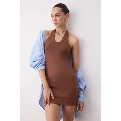 Trendyol Milla Ženska haljina Twoss25El00899, Smeđa (Braon)