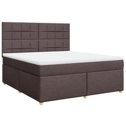 Vidaxl Box spring postelja z vzmetnico temno rjava 180x200 cm blago