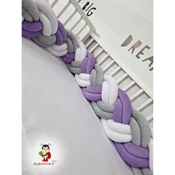Bubamara037 Pletenica za krevetac, Šestostruka, 120cm, Ljubičasto-siva