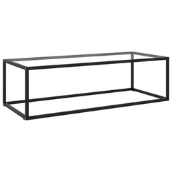 Stolić za kavu crni s kaljenim staklom 120 x 60 x 35 cm