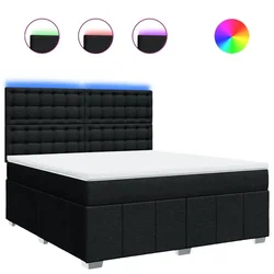 Vidaxl Box spring postelja z vzmetnico črna 180x200 cm blago