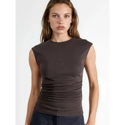 Busem Bluza Blusen temno rjava