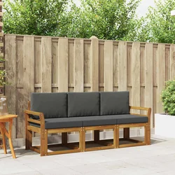 Set vanjskih sofa s jastukom 3 pcs Prirodna i antracit