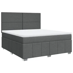 Vidaxl Box spring postelja z vzmetnico temno siva 180x200 cm blago