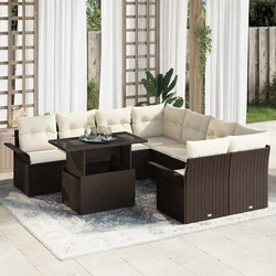 vidaXL vidaXL Vrtna sedežna garnitura 9 pcs Rjava 100 x 55 x 73 cm Poly ratan, (5000020726)
