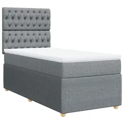 Vidaxl Box spring postelja z vzmetnico svetlo siva 90x190 cm blago
