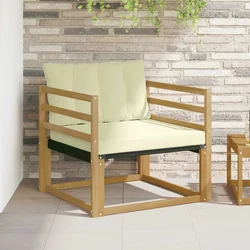 Set vanjskih sofa Čvrsto drvo akacije i Textilene Bijela