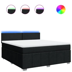 Vidaxl Box spring postelja z vzmetnico črna 180x200 cm blago