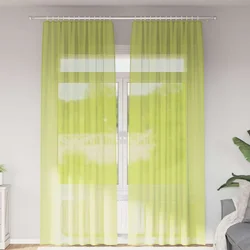 Voile zavjese s džepovima za šipke 2 kom. jabukasto zelene