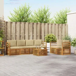 Set vanjskih sofa 7 pcs Prirodna i bež Čvrsto drvo akacije