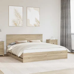 Krevetna konstrukcija s ladicama Sonoma hrast 200 x 200 cm